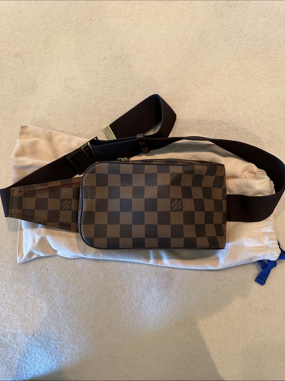 Authentic Louis Vuitton Damier Ebene Geronimo Belt Bag with dustbag